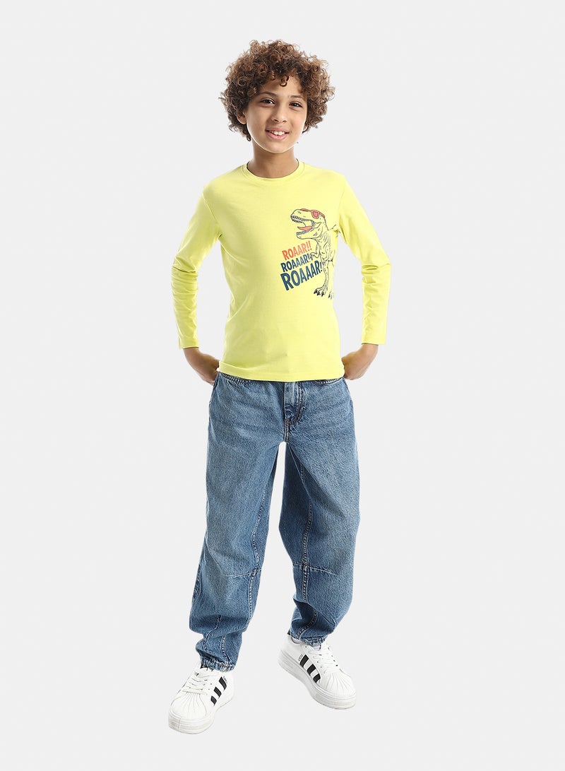 Andora Boys Printed Long-Sleeve Shirt_Yellow - Image 4